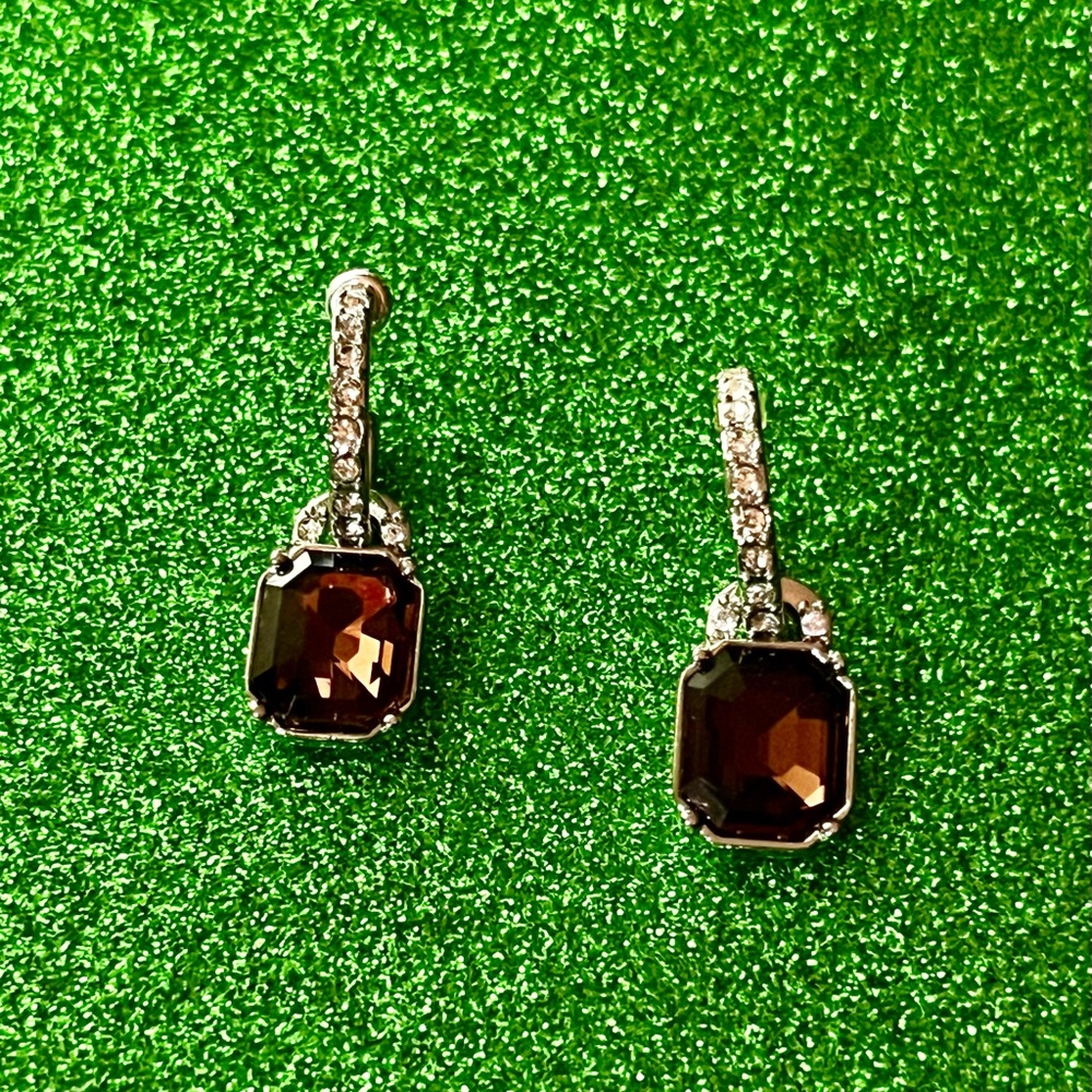 Smokey faux Brown quartz silver rhineston